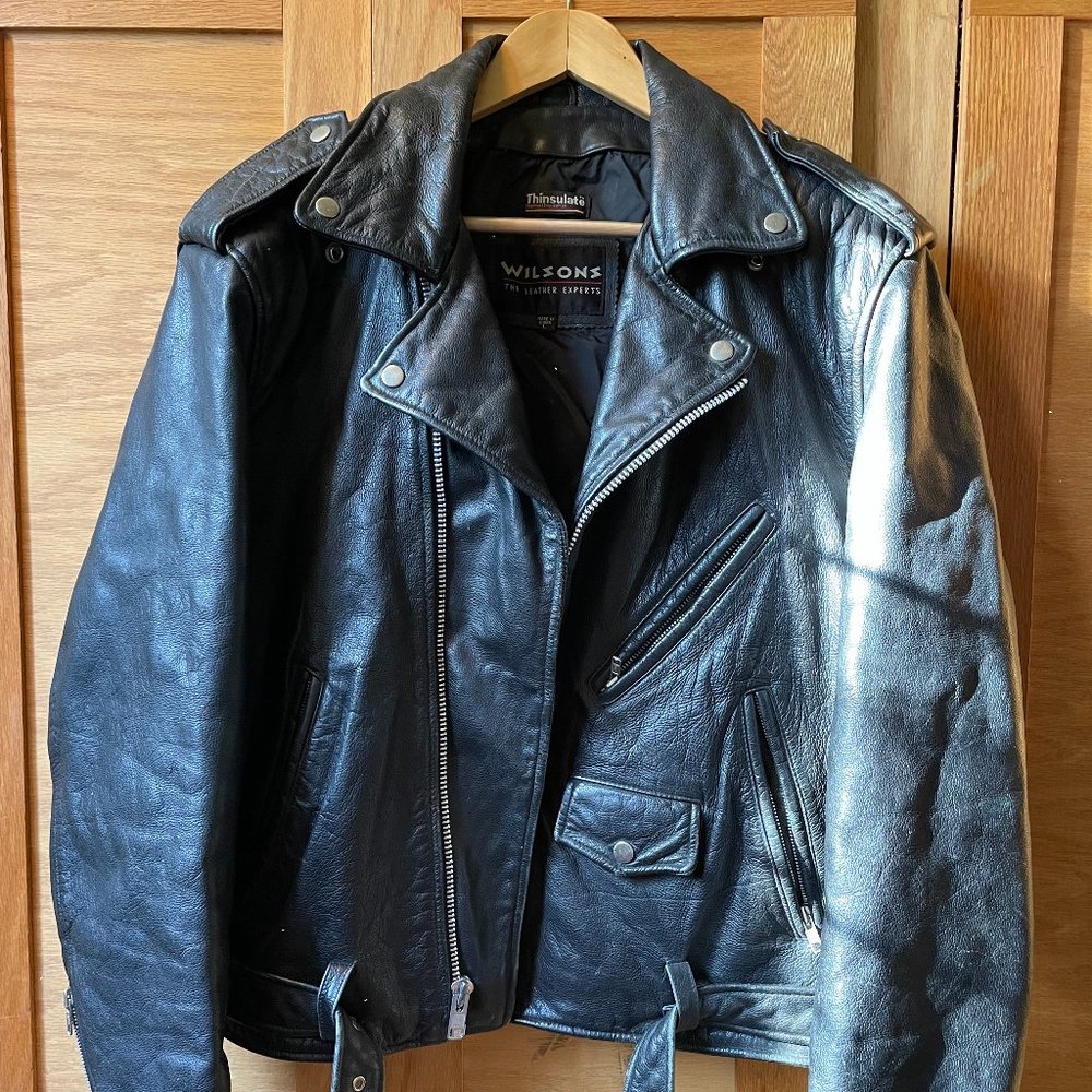 Vintage Wilson's Leather Biker Jacket, Unisex Large